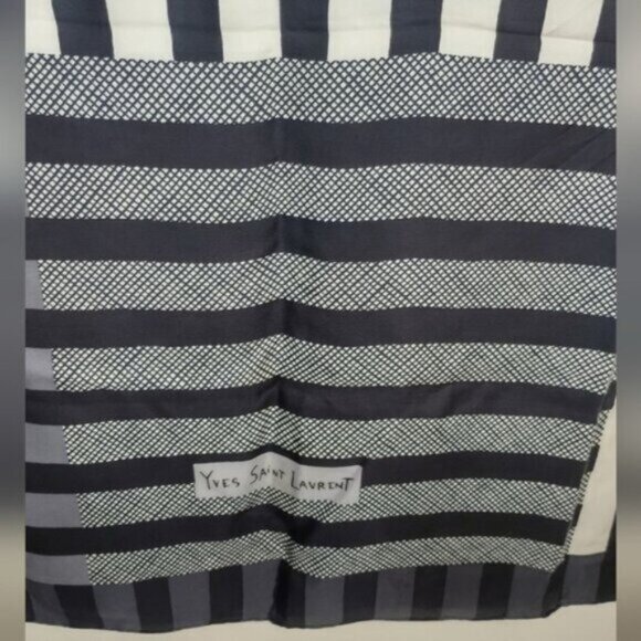 Yves Saint Laurent Stripe Print Cotton Scarf - Picture 7 of 7